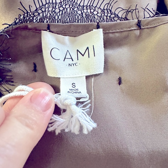 Cami NYC brown with lace trim silk luxury camisole Gisele cami small NEW - Picture 6 of 8